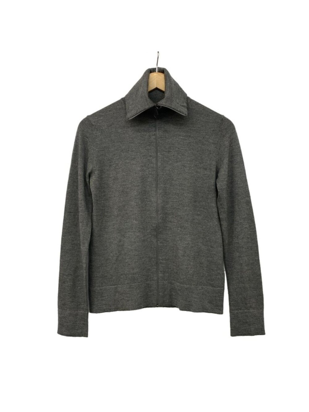 Hermes Long Sleeve Sweater M Dark Gray Cashmere Zip